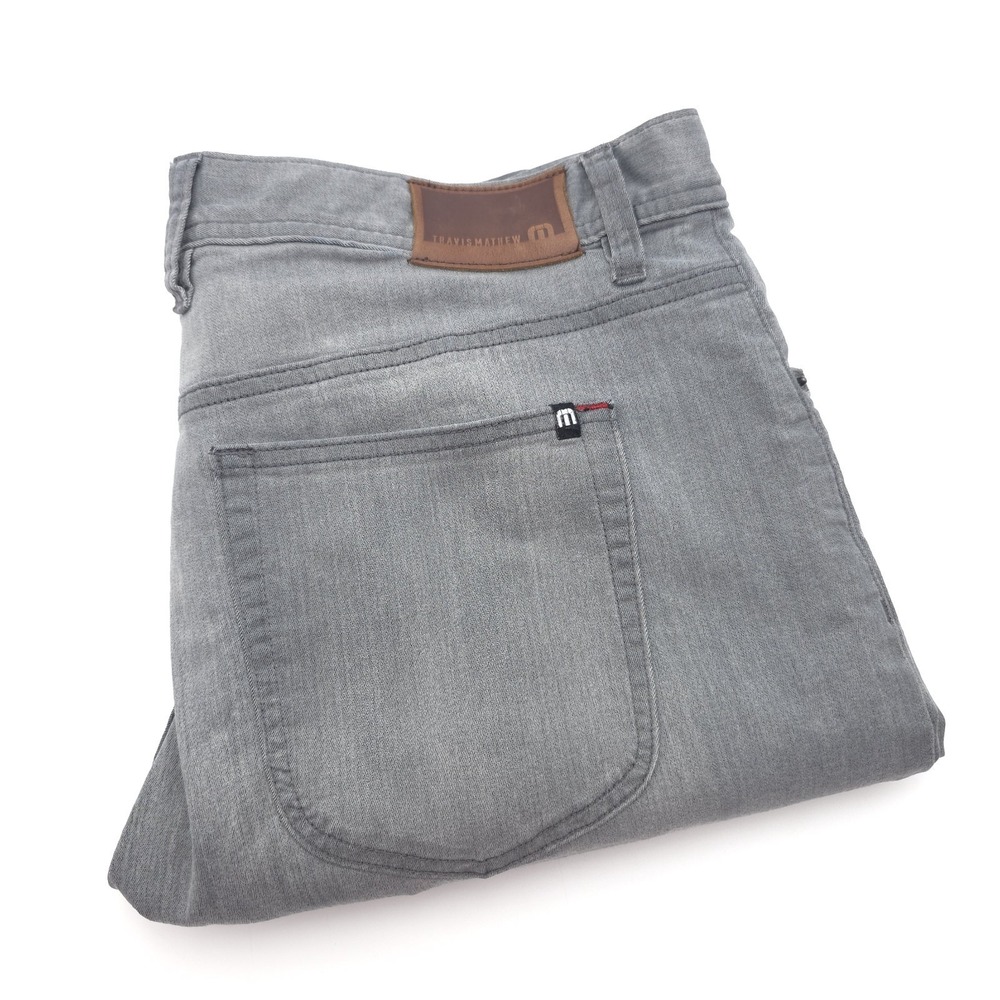 Travis Mathew Legacy Featherweight Straight Jeans Gray Denim Mens 36 (36x32)